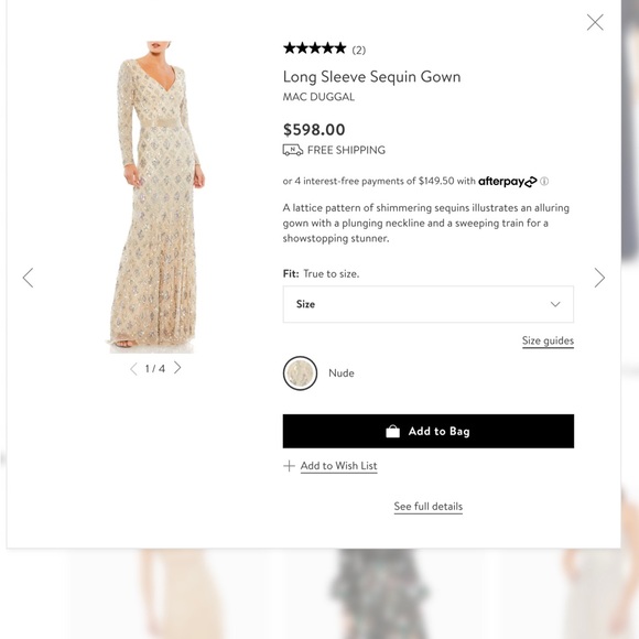 Mac Duggal Long Sleeve Sequin Gown - Picture 5 of 6